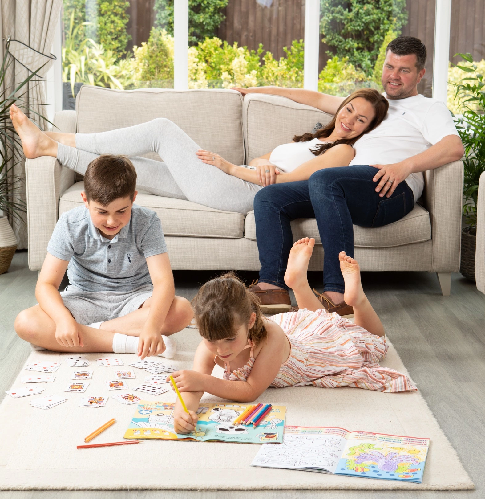 Family relaxing in a Garden Room